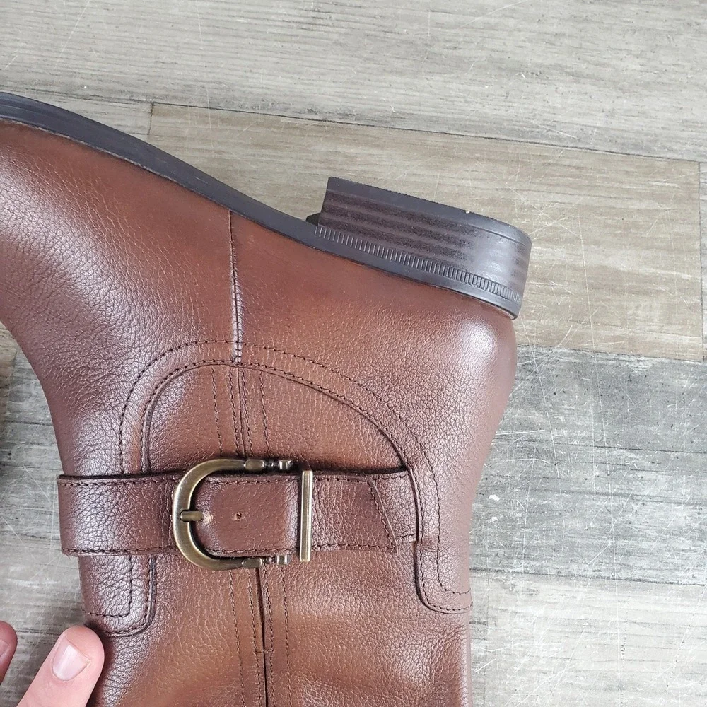 Naturalizer‎ Jaya Womens Knee High Boots Sz 7 W Brown Leather Side Zip Round Toe